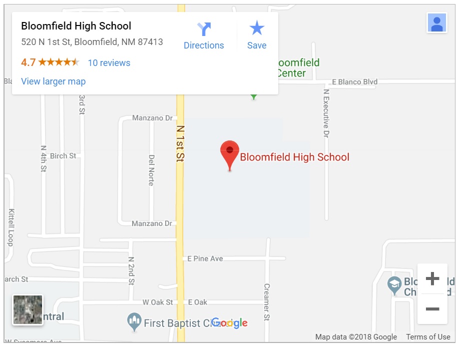 About Us Bloomfield High School BHS Map 
